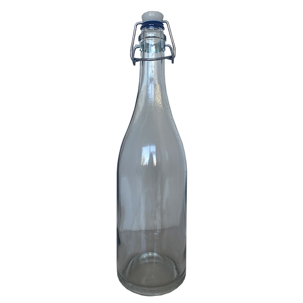 750ml clear champagne bottle with cap